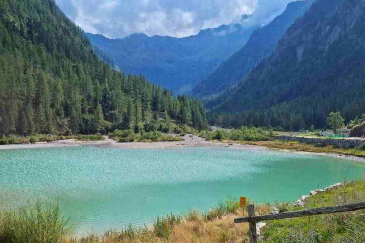 veduta laterale lago, vegetazione e montagne